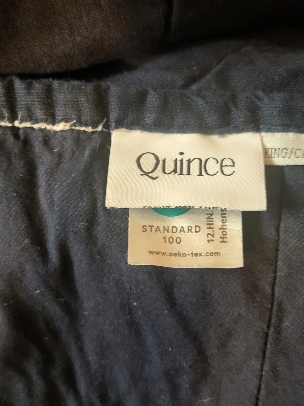 Quince European King/ Cal King Linen Navy Box Quilt Good Condition
